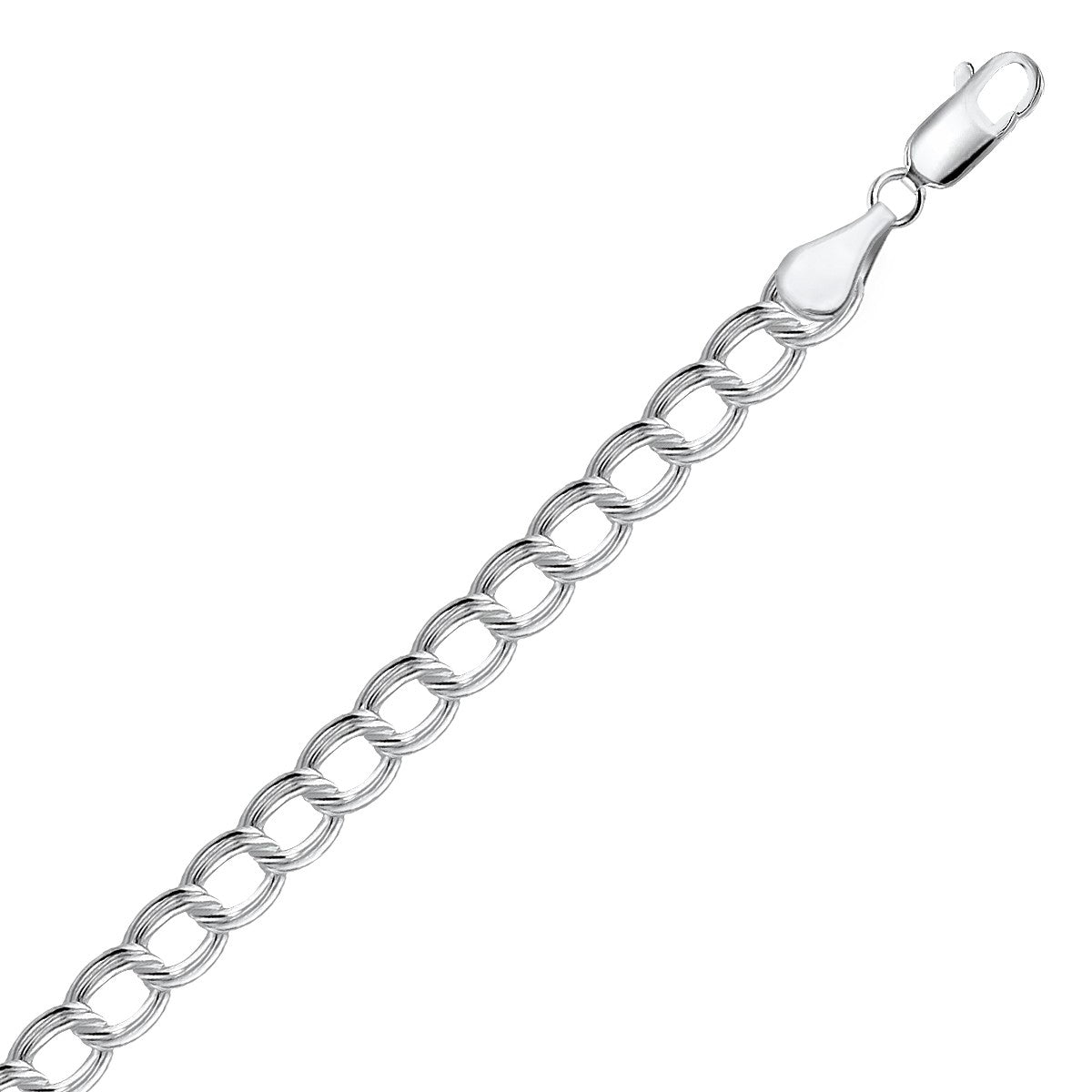 Sterling Silver Small Ridged Circular Chain Bracelet with Rhodium Plating Bids.com