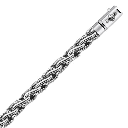 Oxidized Sterling Silver Men's Chain Bracelet in a Cable Motif Bids.com