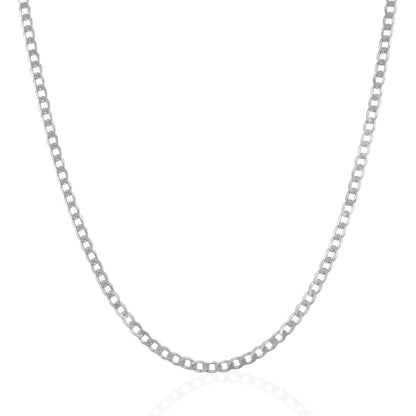 Rhodium Plated 3.0mm Sterling Silver Curb Style Chain Bids.com