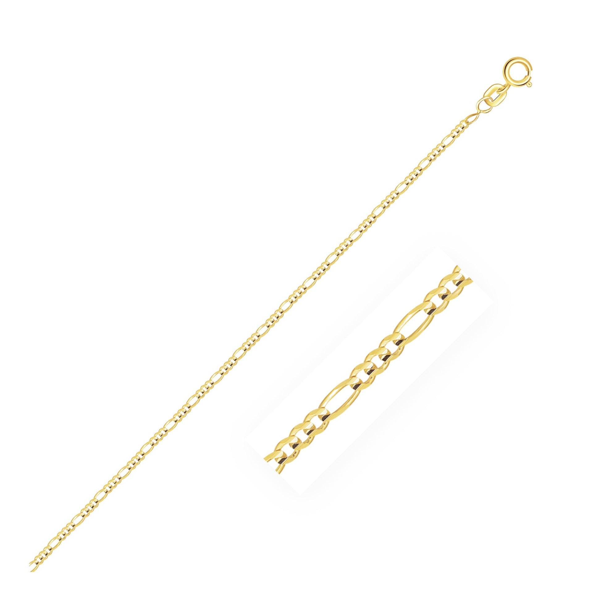 14k Yellow Gold Solid Figaro Chain 1.3mm Bids.com