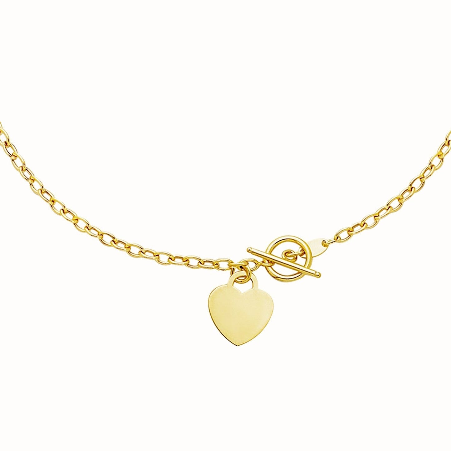 Toggle Bracelet with Heart Charm in 14k Yellow Gold Bids.com
