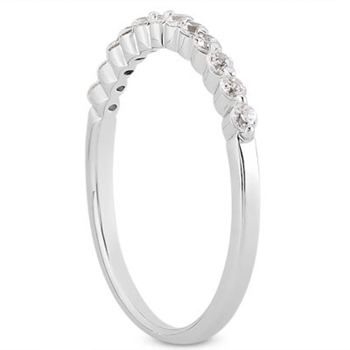 14k White Gold Floating Diamond Single Shared Prong Wedding Ring Band Bids.com