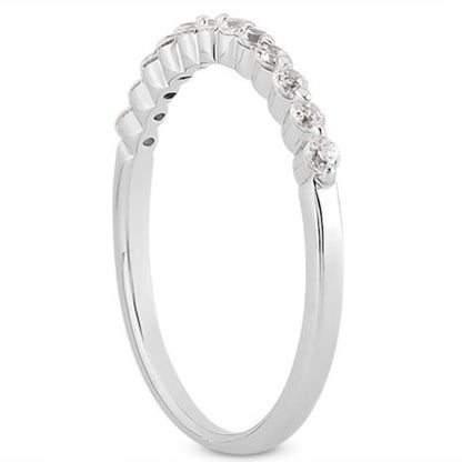 14k White Gold Floating Diamond Single Shared Prong Wedding Ring Band Bids.com