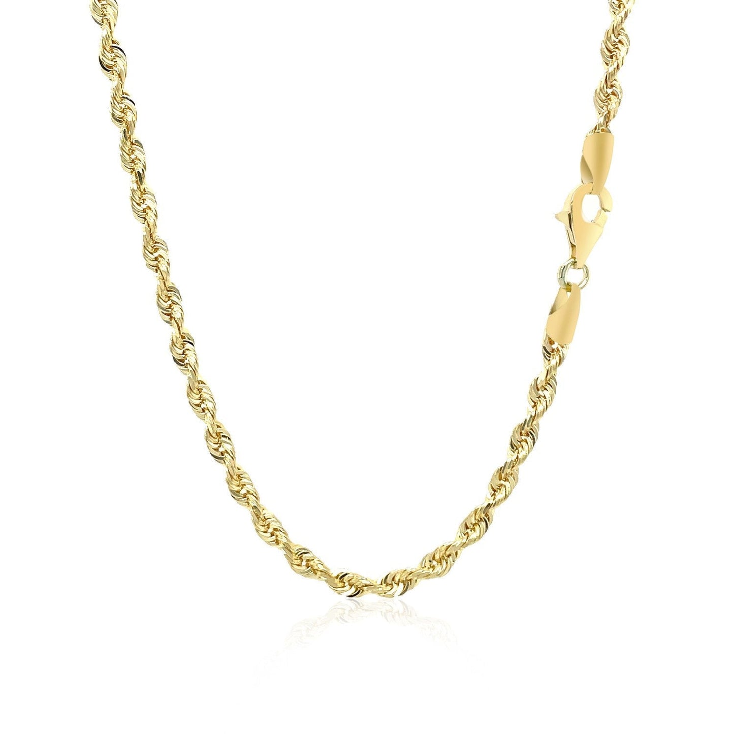 3.0mm 10k Yellow Gold Solid Diamond Cut Rope Chain Bids.com