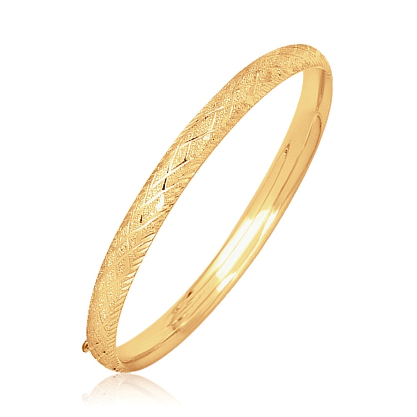 14k Yellow Gold Diamond Carved Bangle (6.00 mm) Bids.com
