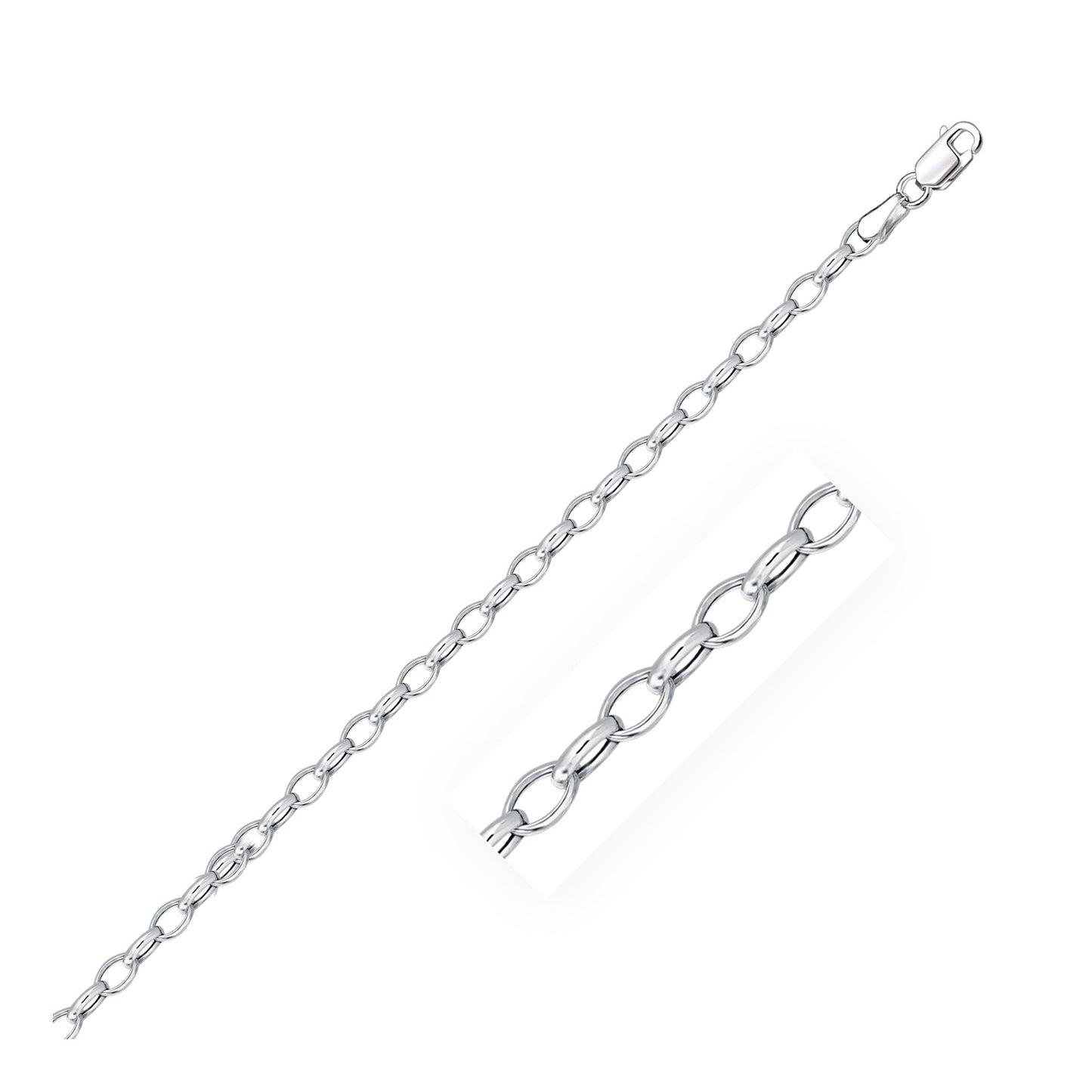 3.2mm 14k White Gold Oval Rolo Bracelet Bids.com