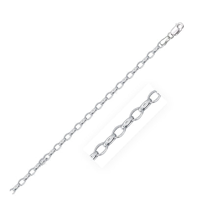 3.2mm 14k White Gold Oval Rolo Bracelet Bids.com