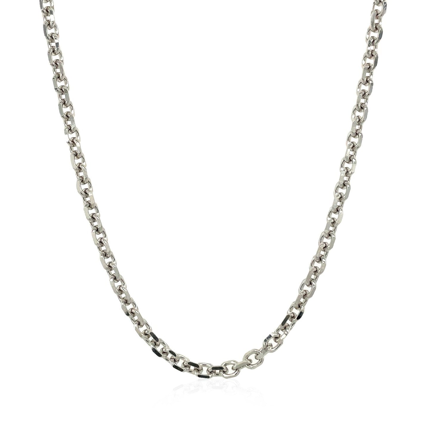 14k White Gold Diamond Cut Cable Link Chain (2.90 mm) Bids.com