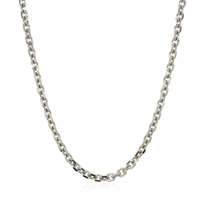 14k White Gold Diamond Cut Cable Link Chain (2.90 mm) Bids.com