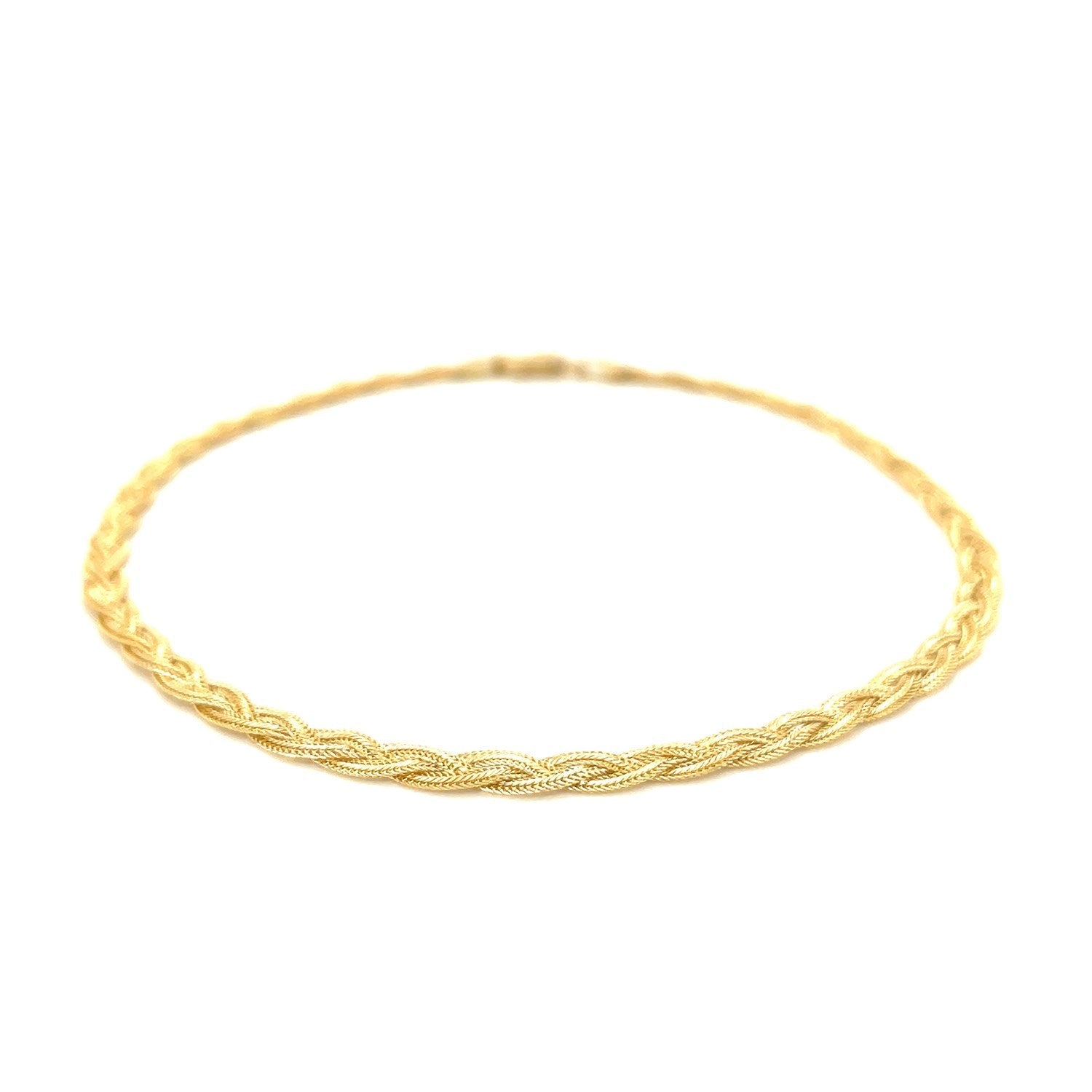 3.5mm 14k Yellow Braided Foxtail Anklet Bids.com