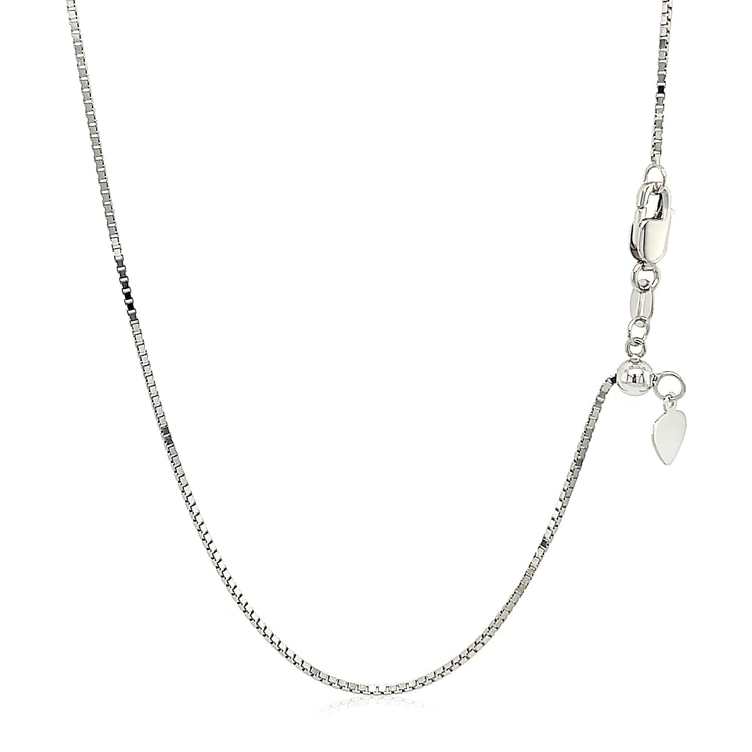 10k White Gold Adjustable Box Chain 0.85mm Bids.com