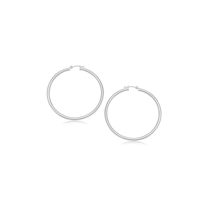 14k White Gold Polished Hoop Earrings (15 mm) Bids.com