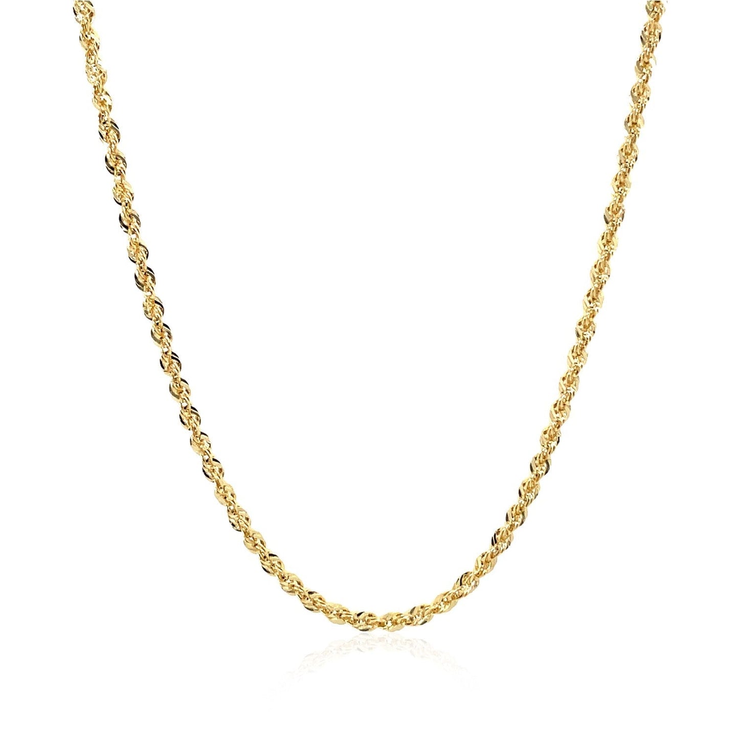 10K Yellow Gold Hollow Diamond Cut Rope Chain (2.00 mm) Bids.com