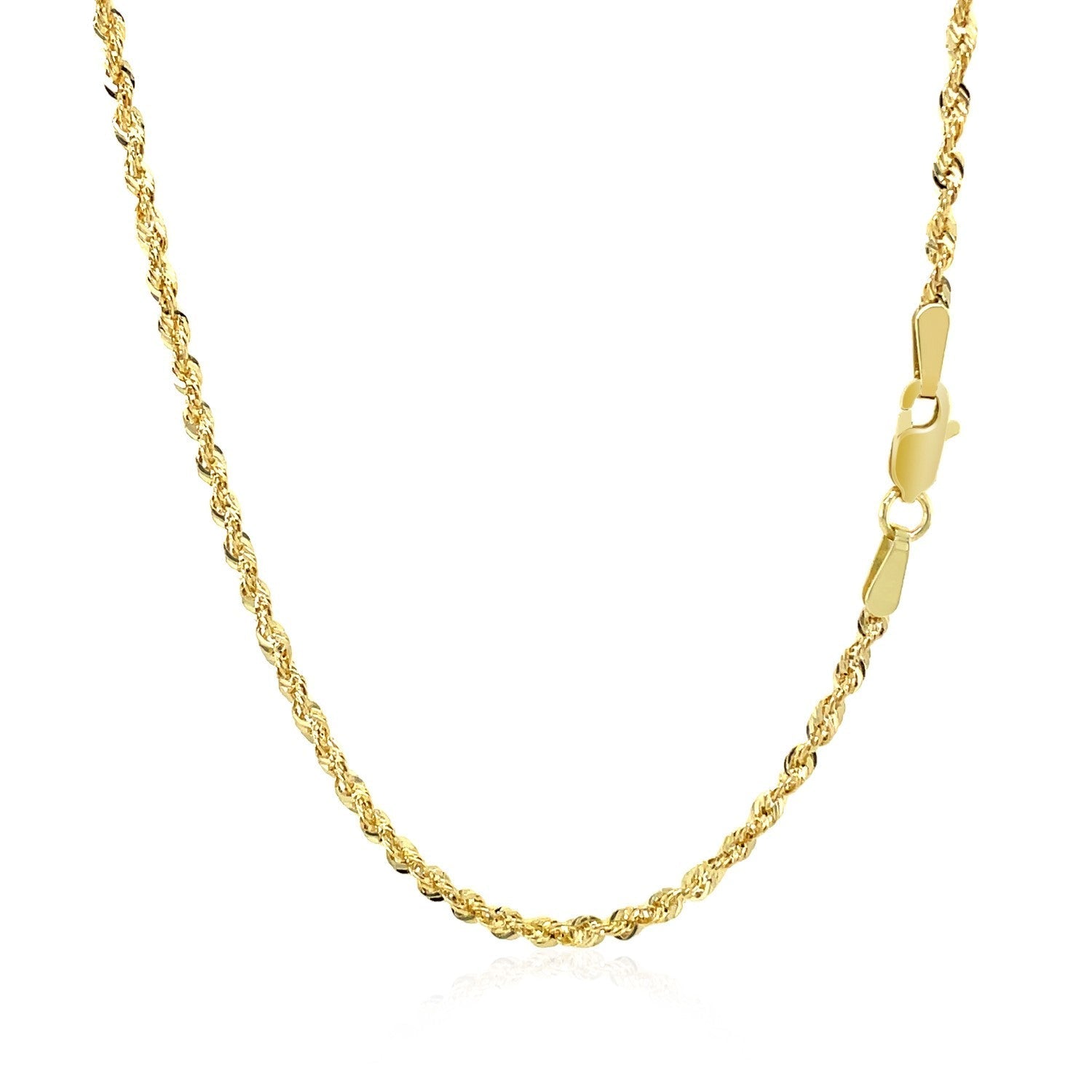 10K Yellow Gold Hollow Diamond Cut Rope Chain (2.00 mm) Bids.com