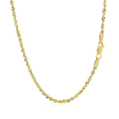 10K Yellow Gold Hollow Diamond Cut Rope Chain (2.00 mm) Bids.com