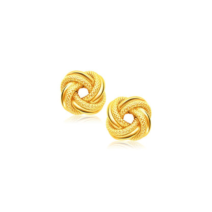 14k Yellow Gold Intertwined Love Knot Stud Earrings Bids.com