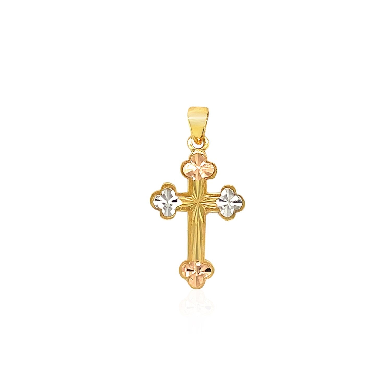 14k Tri Color Gold Cross Pendant Bids.com