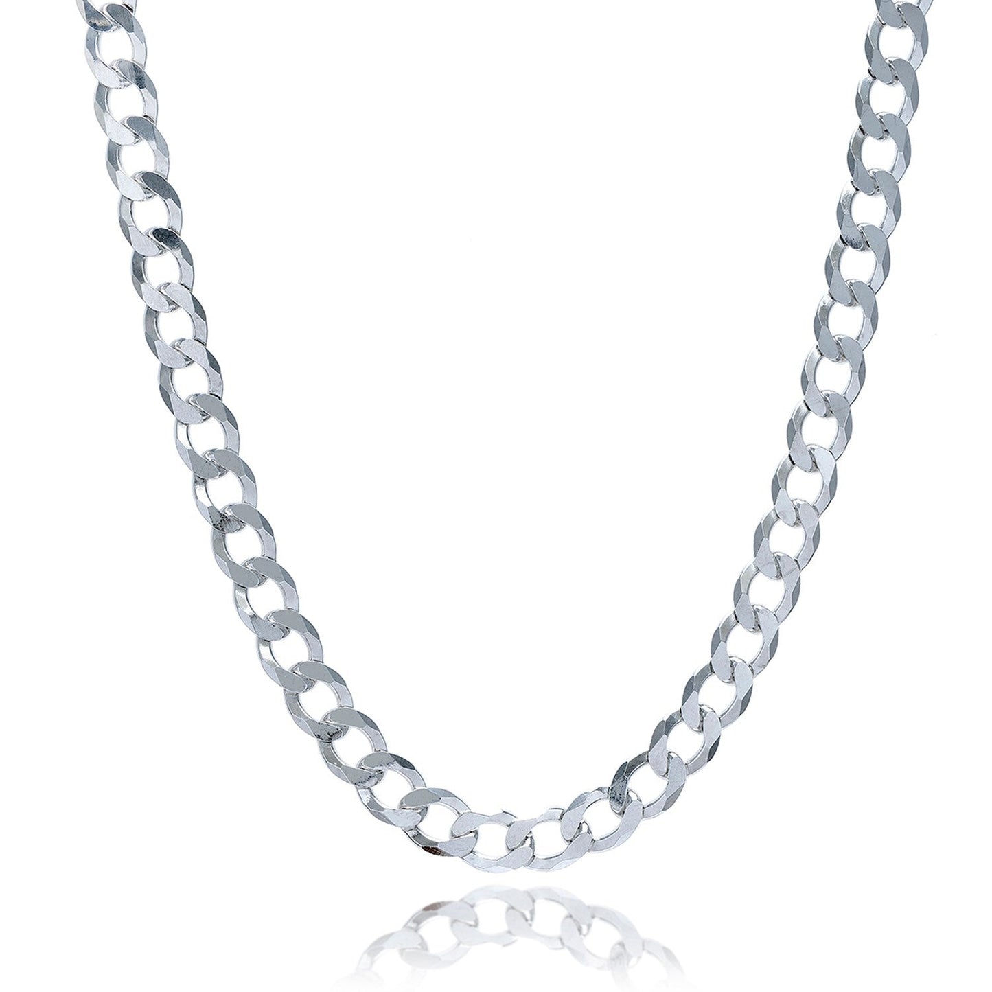 Rhodium Plated 7.9mm Sterling Silver Curb Style Chain Bids.com