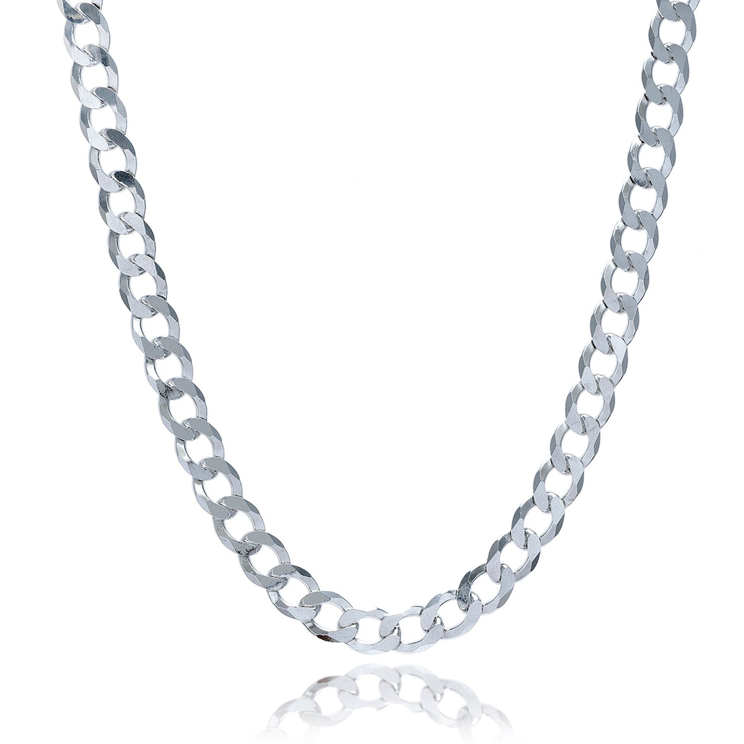 Rhodium Plated 7.9mm Sterling Silver Curb Style Chain Bids.com