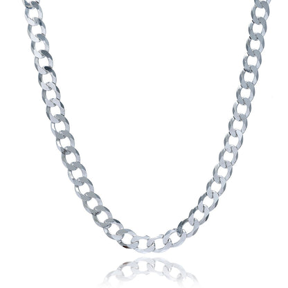 Rhodium Plated 7.9mm Sterling Silver Curb Style Chain Bids.com