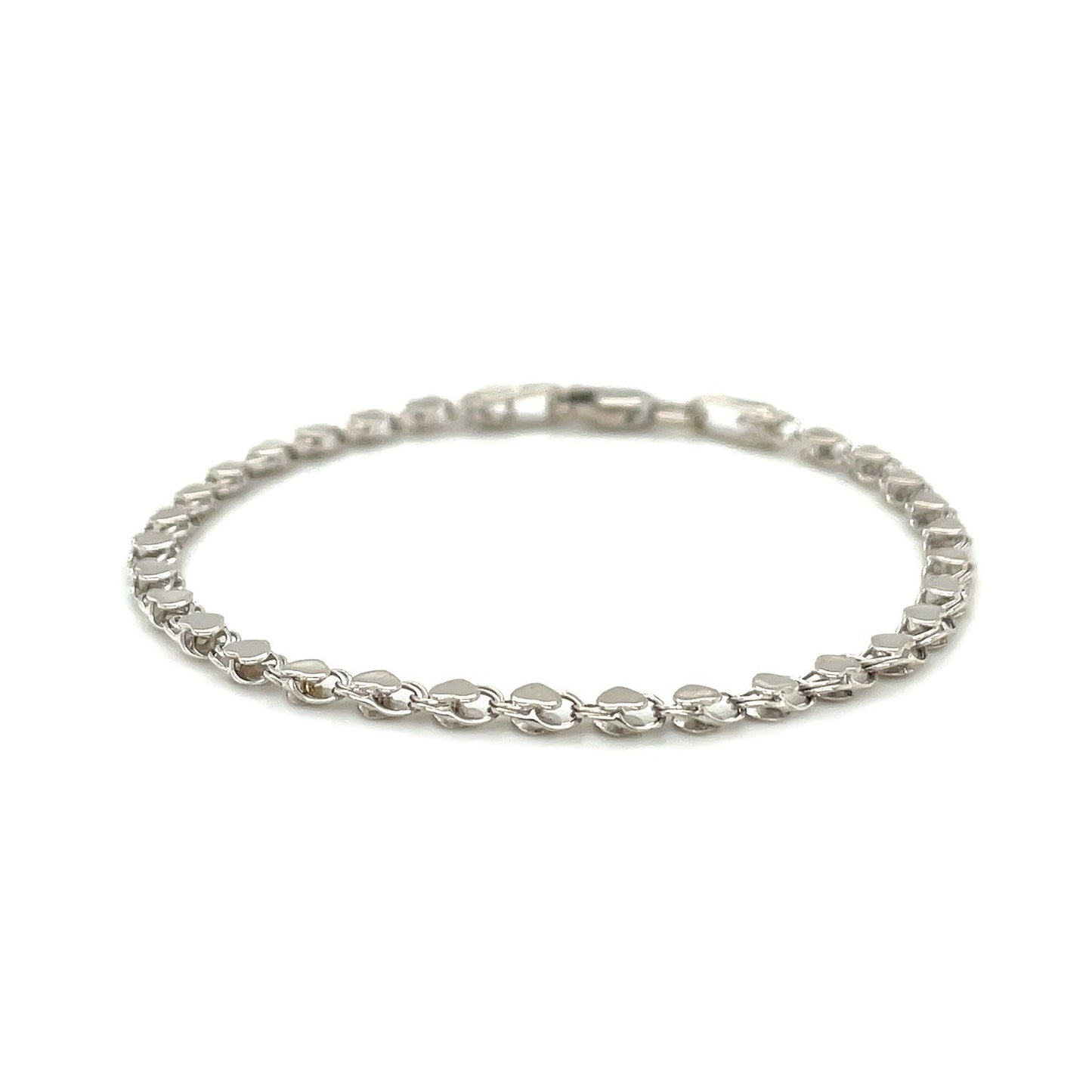 2.9mm 14k White Gold Heart Bracelet Bids.com