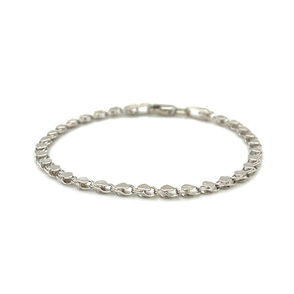 2.9mm 14k White Gold Heart Bracelet Bids.com
