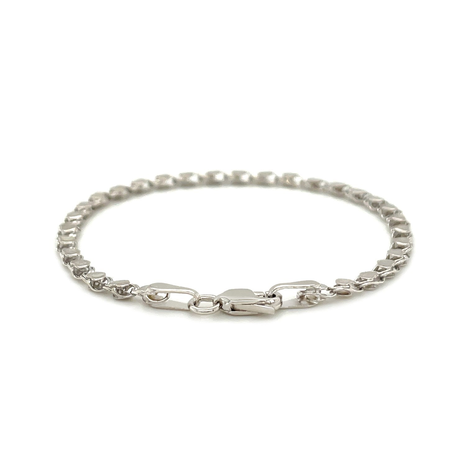 2.9mm 14k White Gold Heart Bracelet Bids.com