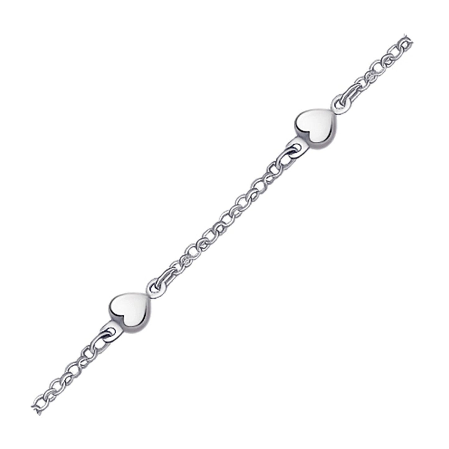 14k White Gold Anklet with Puffed Heart Design Bids.com