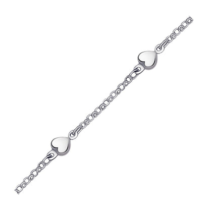 14k White Gold Anklet with Puffed Heart Design Bids.com
