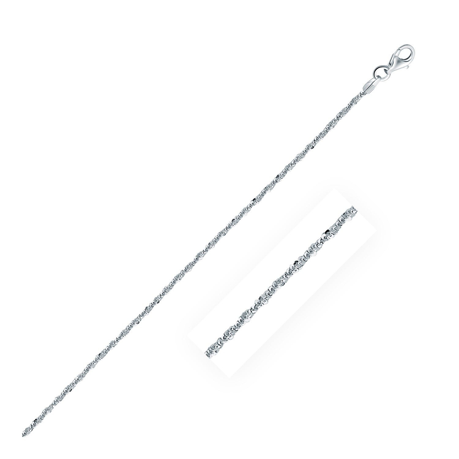 Rhodium Plated 1.7mm Sterling Silver Sparkle Style Chain Bids.com