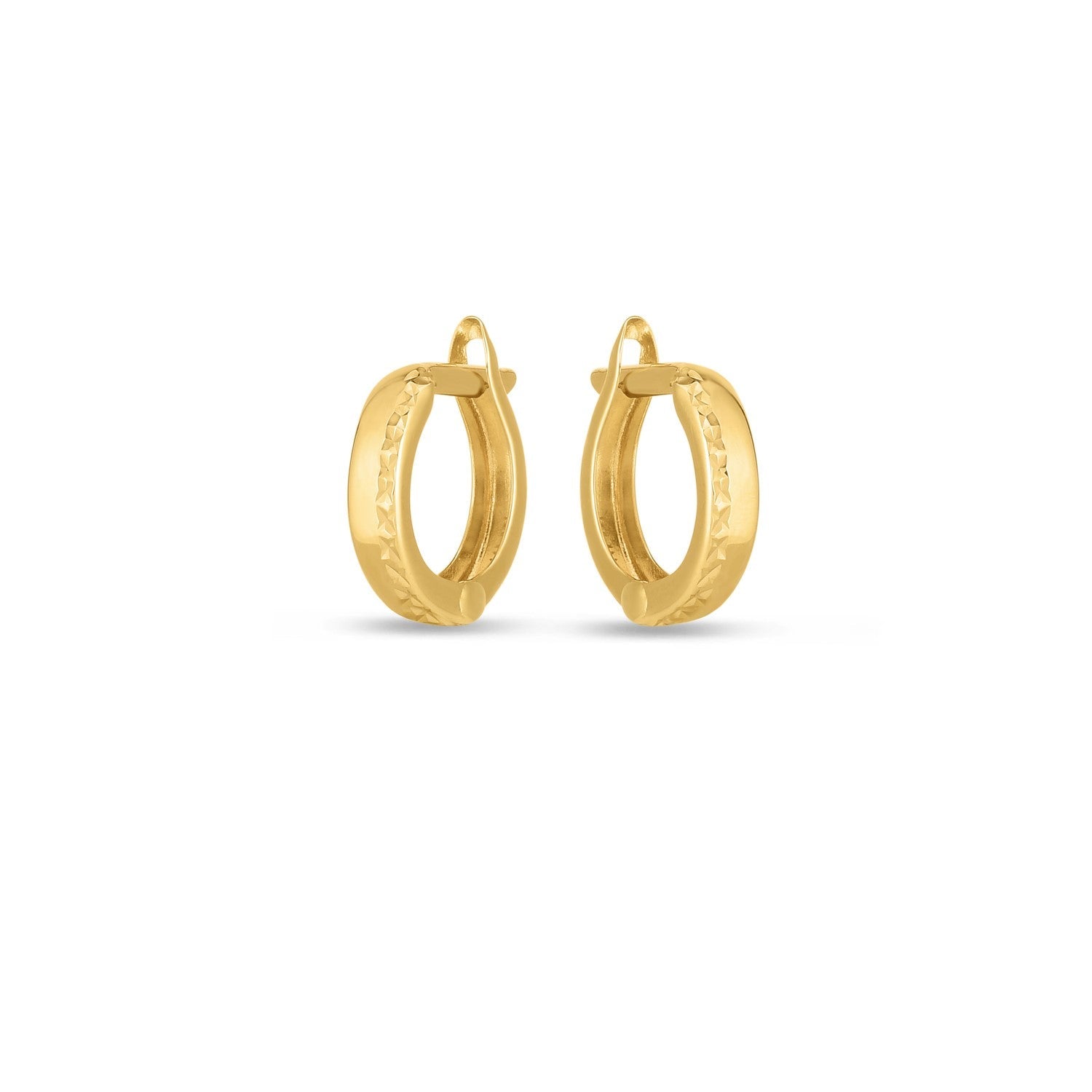14k Yellow Gold Textured Huggie Hoops(3x10mm) Bids.com