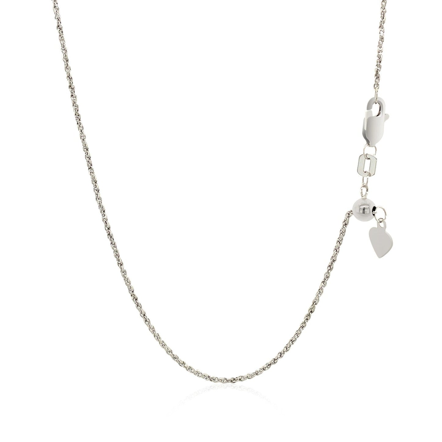 14k White Gold Adjustable Rope Chain 1.0mm Bids.com
