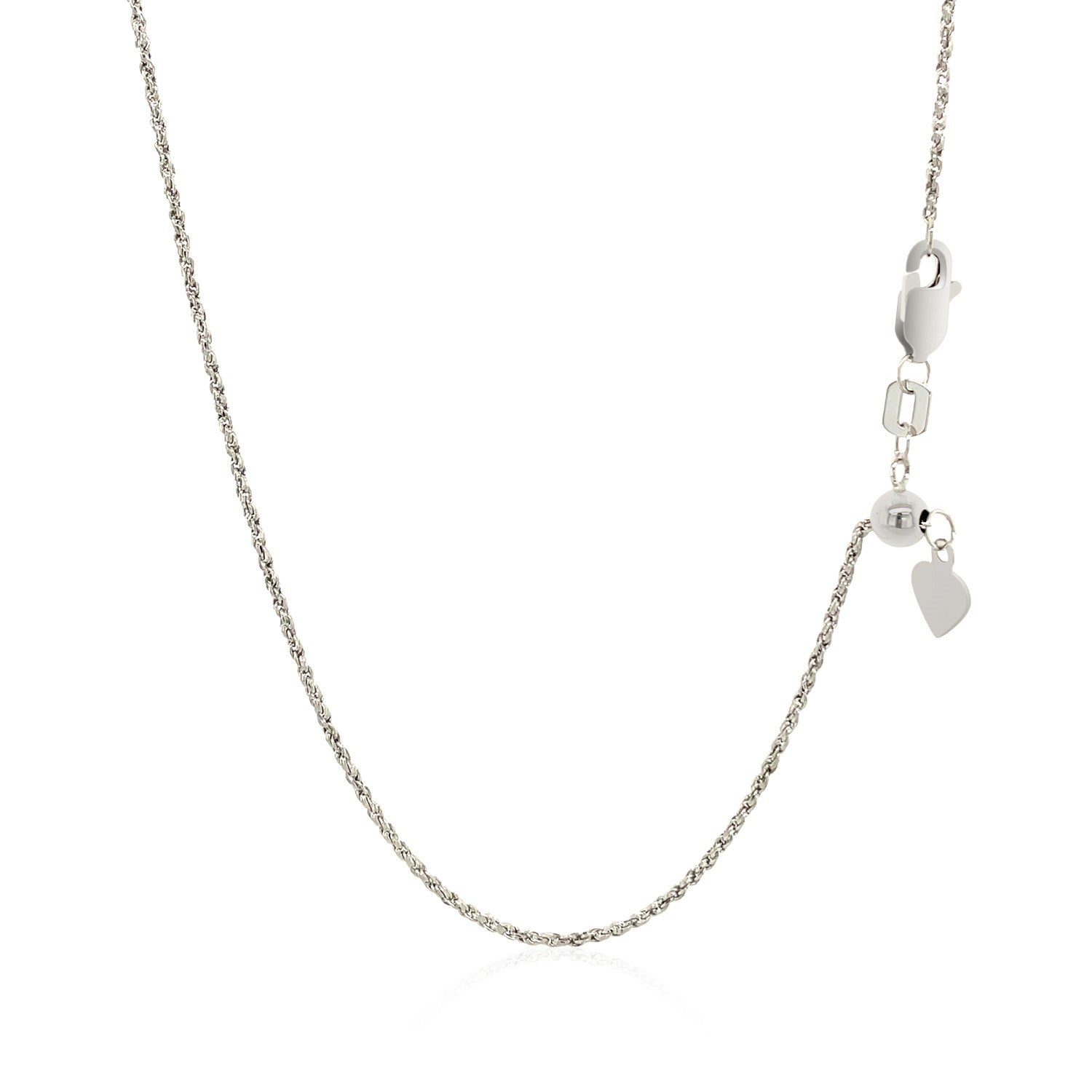 14k White Gold Adjustable Rope Chain 1.0mm Bids.com