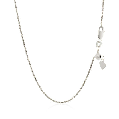 14k White Gold Adjustable Rope Chain 1.0mm Bids.com