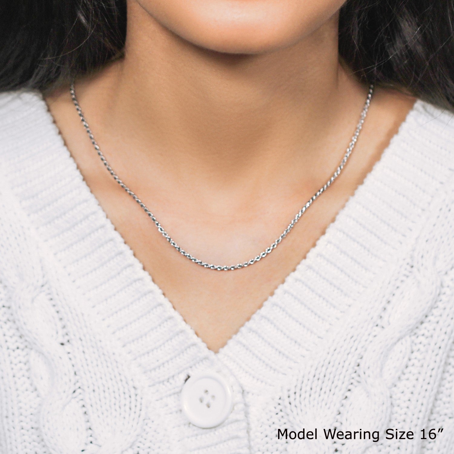 Sterling Silver 1.8mm Diamond Cut Rope Style Chain Bids.com