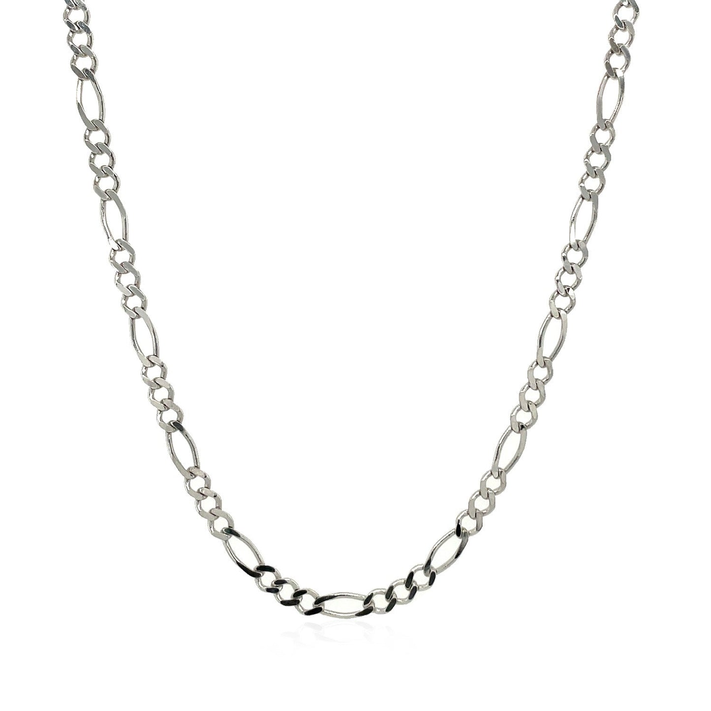 2.6mm 14k White Gold Solid Figaro Chain Bids.com