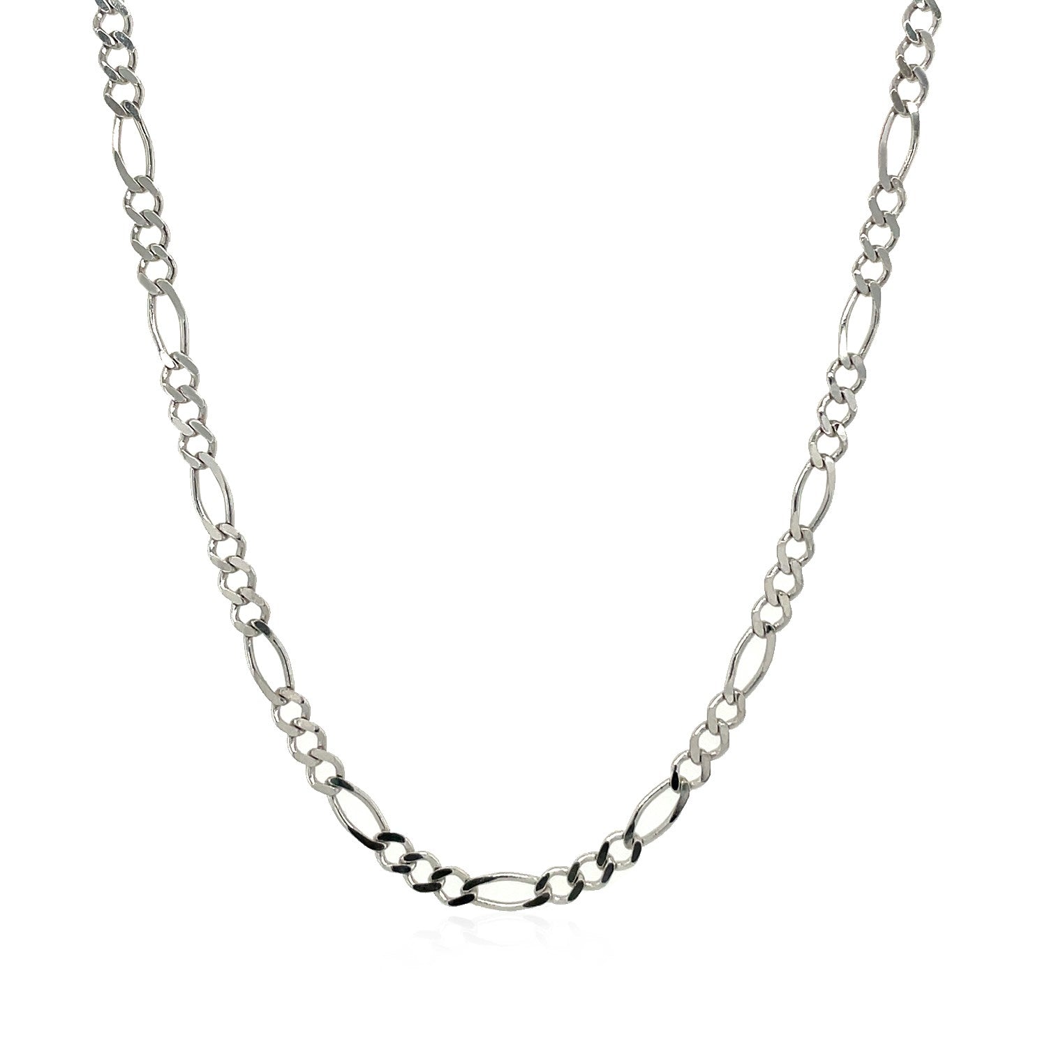 2.6mm 14k White Gold Solid Figaro Chain Bids.com