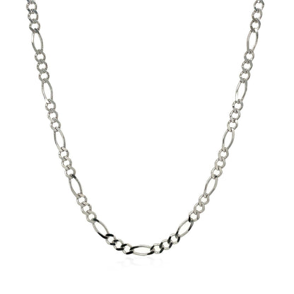 2.6mm 14k White Gold Solid Figaro Chain Bids.com