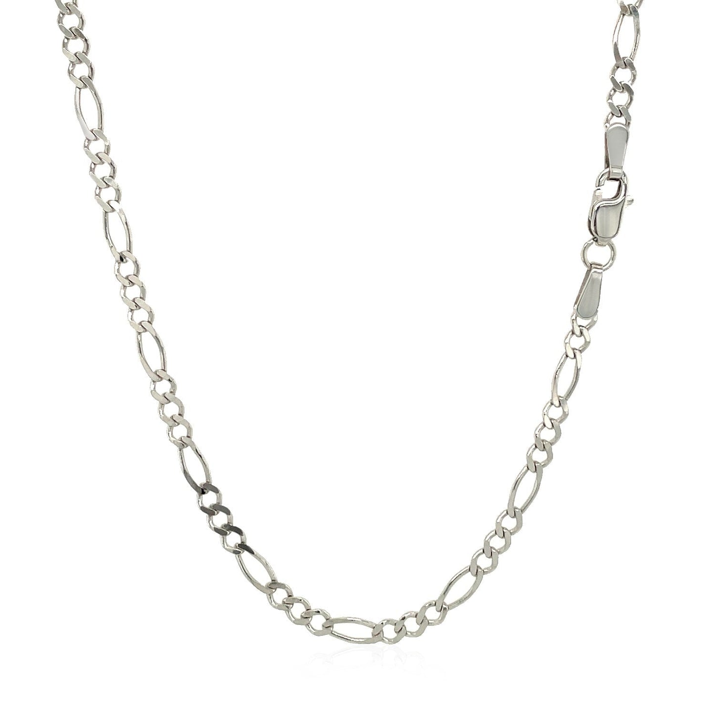 2.6mm 14k White Gold Solid Figaro Chain Bids.com