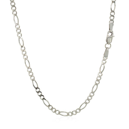 2.6mm 14k White Gold Solid Figaro Chain Bids.com