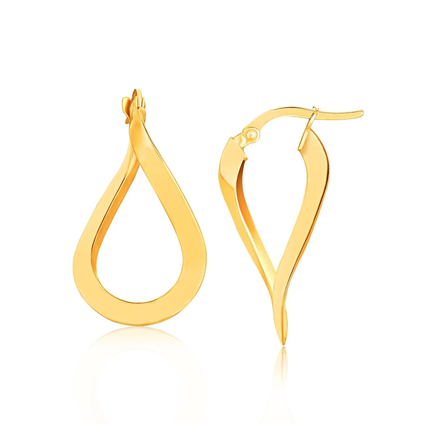 14k Yellow Gold Flat Polished Twisted Hoop Earrings Bids.com