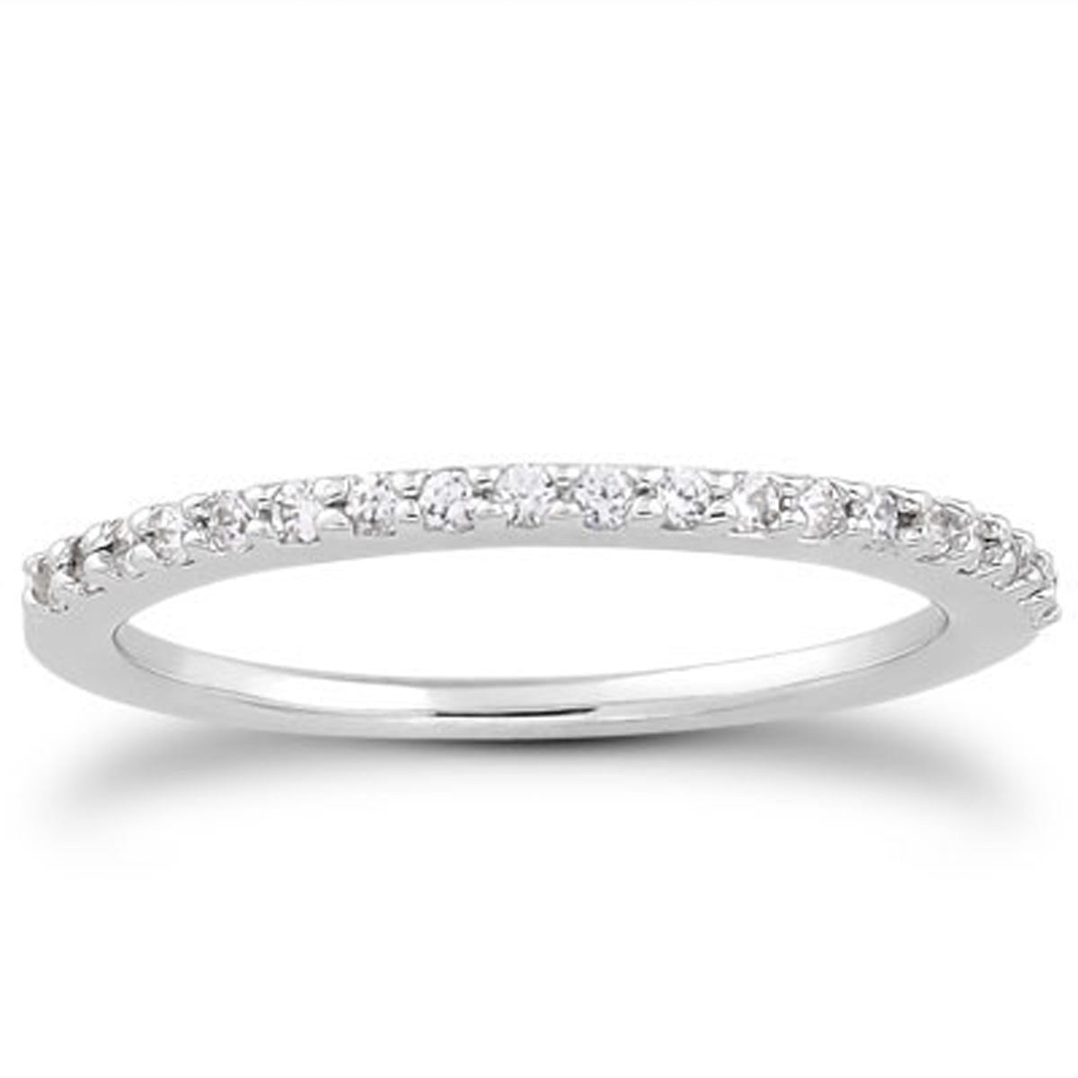 14k White Gold Slim Profile Diamond Micro Prong Diamond Wedding Ring Band Bids.com