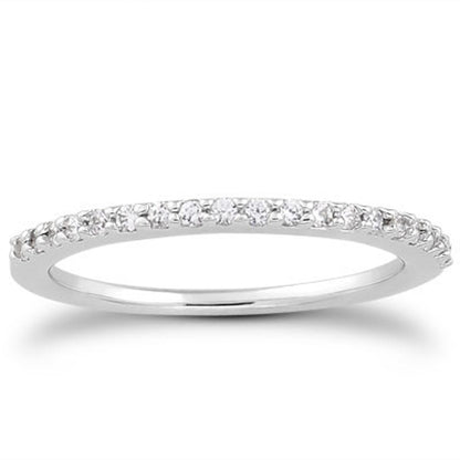 14k White Gold Slim Profile Diamond Micro Prong Diamond Wedding Ring Band Bids.com