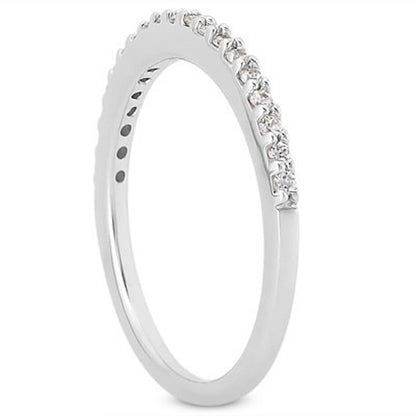 14k White Gold Slim Profile Diamond Micro Prong Diamond Wedding Ring Band Bids.com