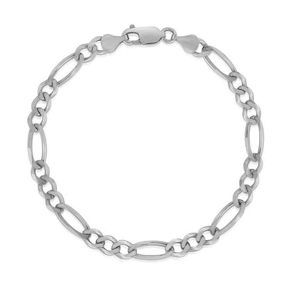 4.6mm 14k White Gold Solid Figaro Bracelet Bids.com