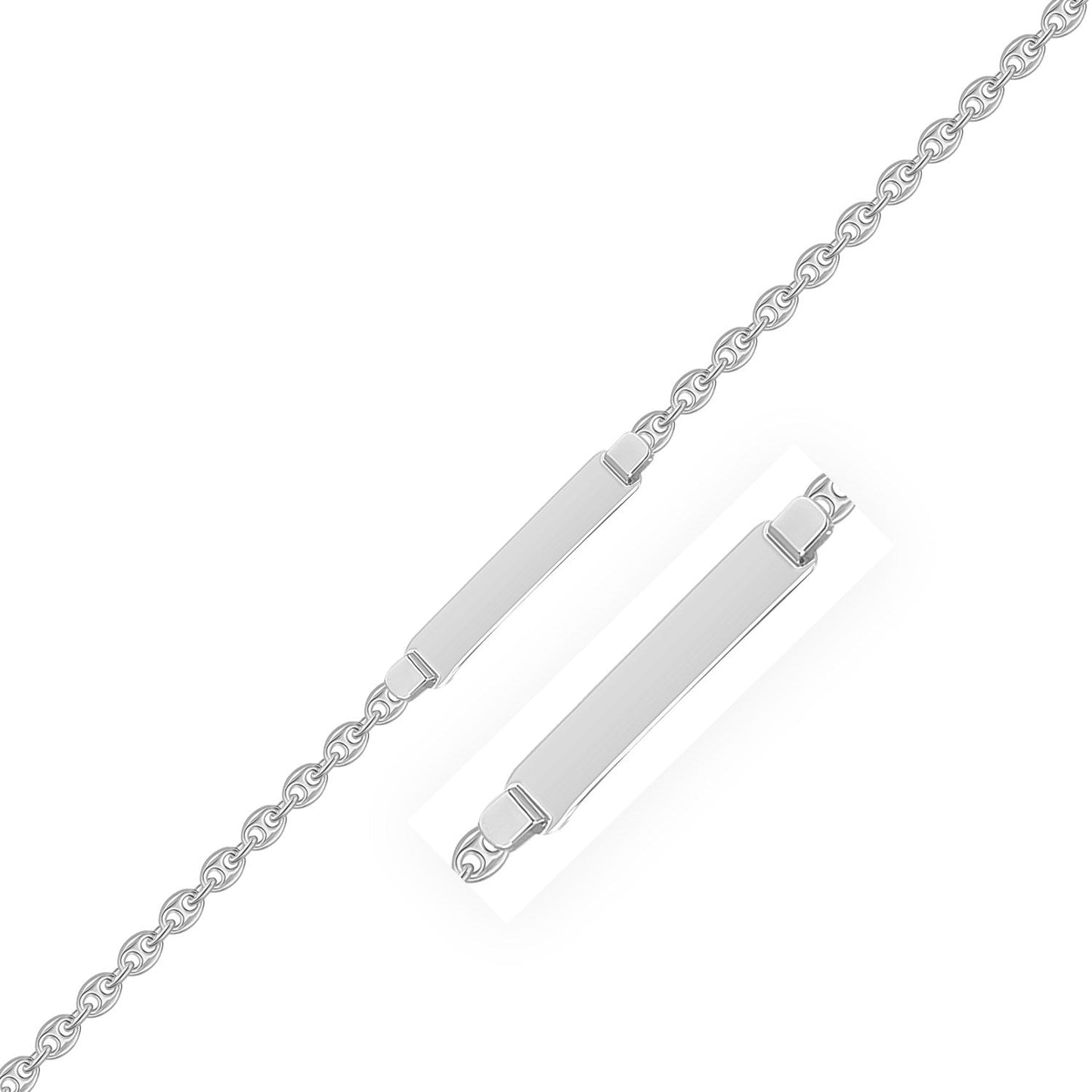 14k White Gold Figaro Chain Fancy Children's ID Bracelet Bids.com