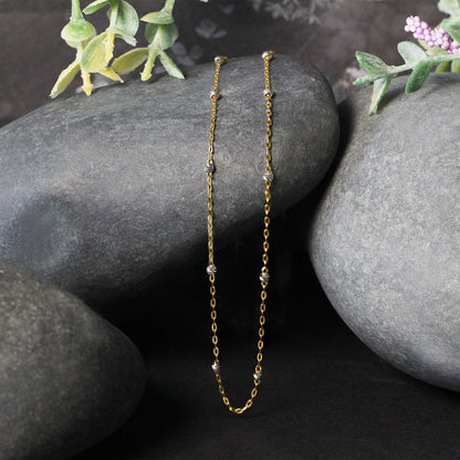 Diamond Cut Bead Links Pendant Chain in 14k Two Tone Gold (3.5mm) Bids.com