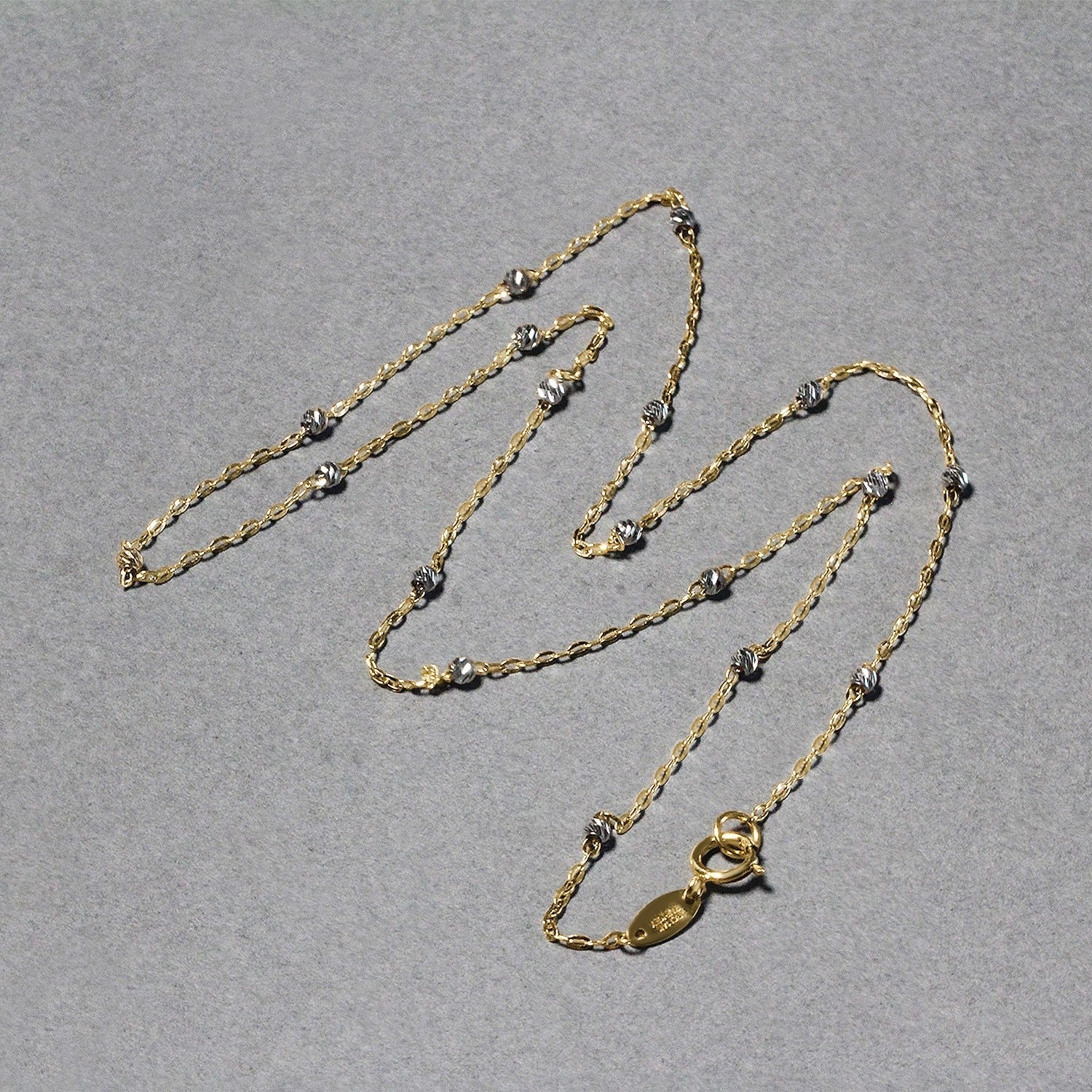 Diamond Cut Bead Links Pendant Chain in 14k Two Tone Gold (3.5mm) Bids.com