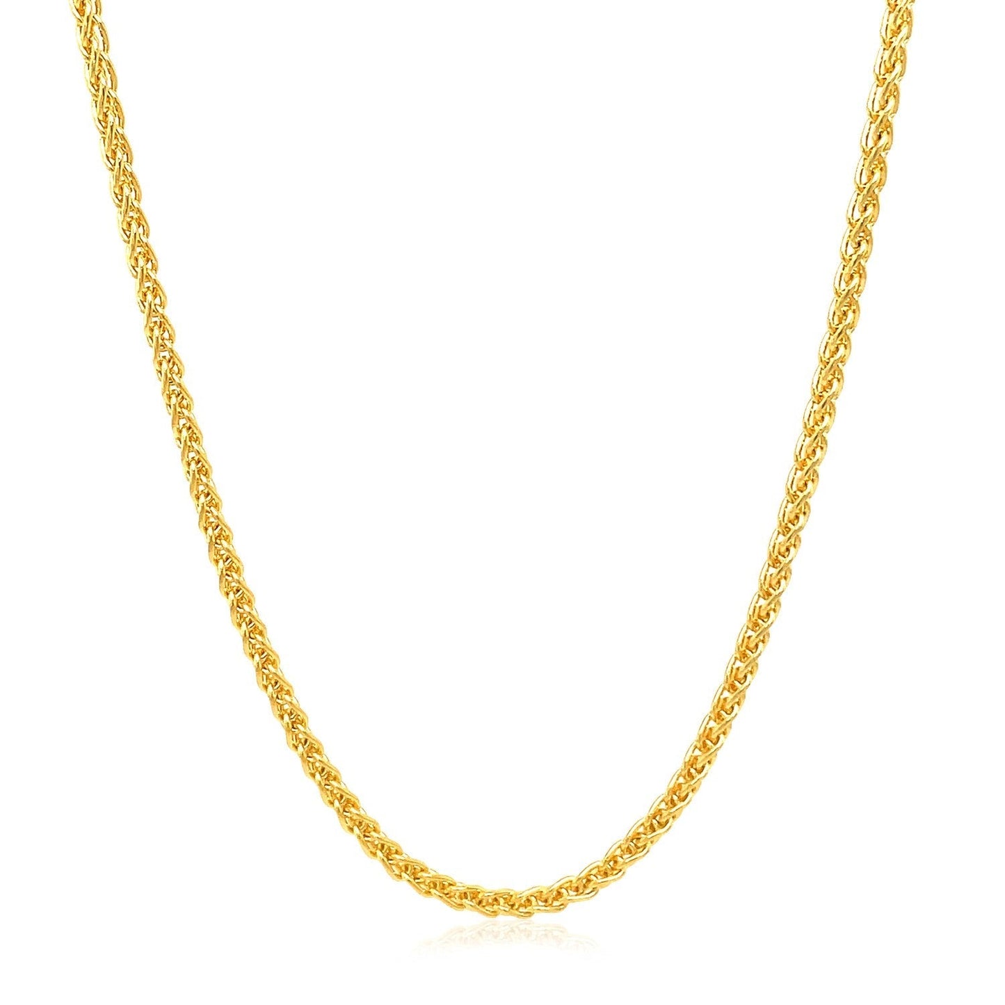2.1mm 14k Yellow Gold Round Wheat Chain Bids.com