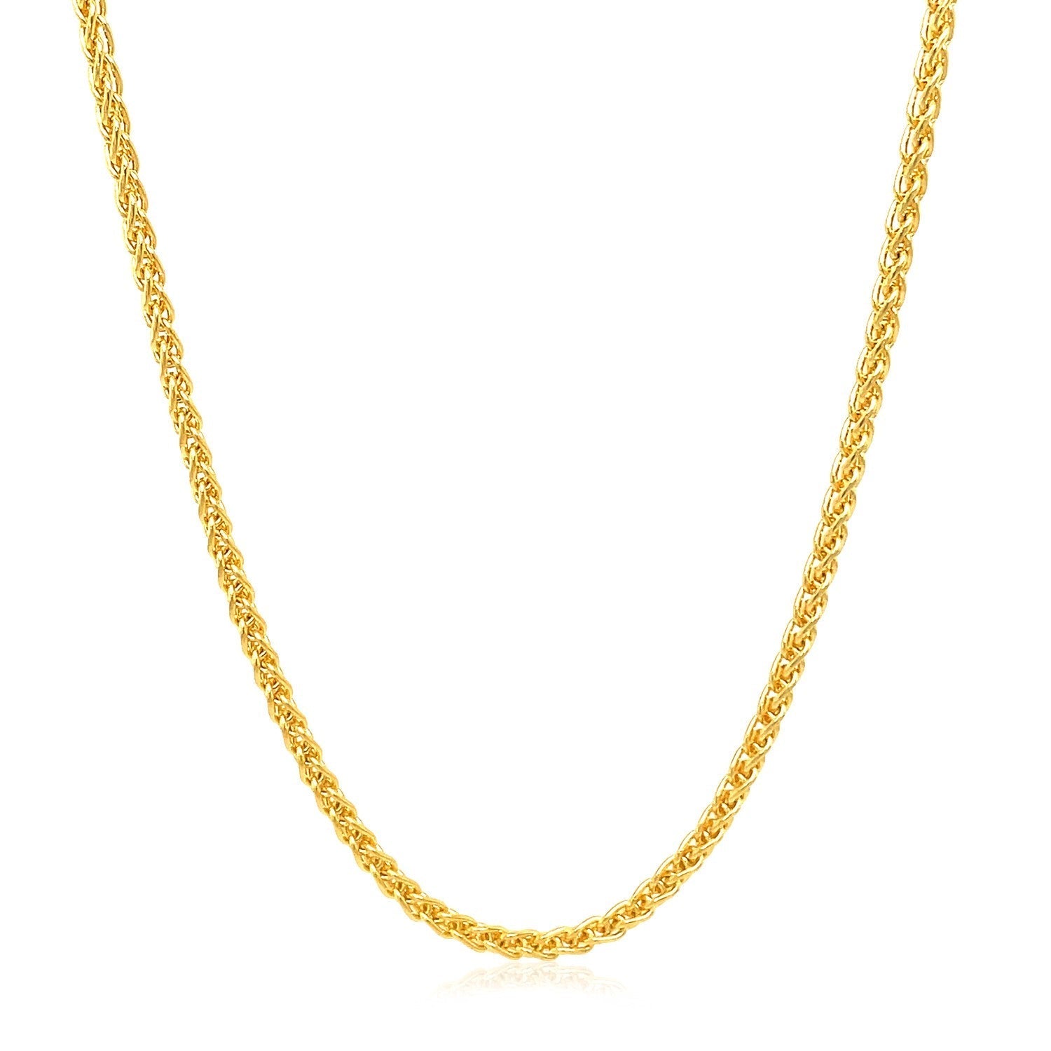 2.1mm 14k Yellow Gold Round Wheat Chain Bids.com